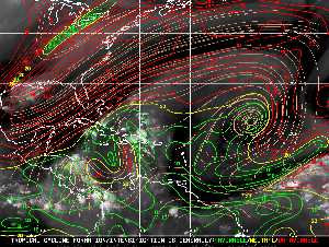 Météo tropicale : Carte des vents de cisaillement.