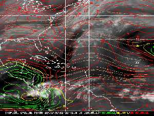 Météo tropicale : Carte des vents de cisaillement.