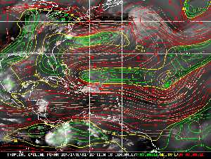 Météo tropicale : Carte des vents de cisaillement.