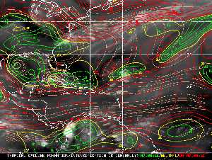Météo tropicale : Carte des vents de cisaillement.