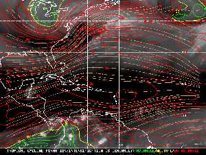 Météo tropicale : Carte des vents de cisaillement.