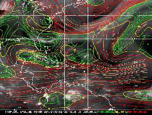 Météo tropicale : Carte des vents de cisaillement.