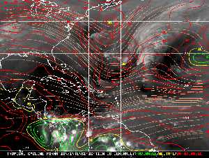 Météo tropicale : Carte des vents de cisaillement.