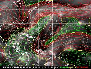 Météo tropicale : Carte des vents de cisaillement.