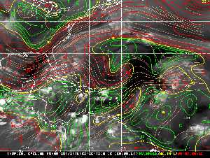 Météo tropicale : Carte des vents de cisaillement.