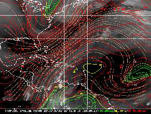 Météo tropicale : Carte des vents de cisaillement.