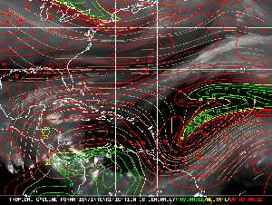 Météo tropicale : Carte des vents de cisaillement.