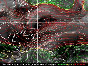 Météo tropicale : Carte des vents de cisaillement.