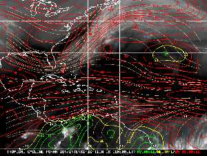 Météo tropicale : Carte des vents de cisaillement.