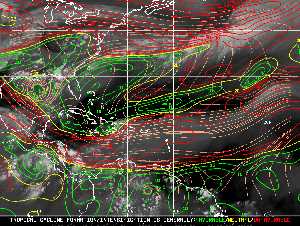 Météo tropicale : Carte des vents de cisaillement.