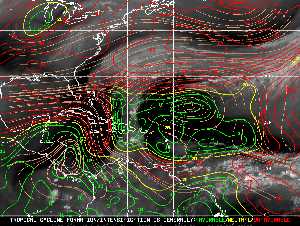 Météo tropicale : Carte des vents de cisaillement.