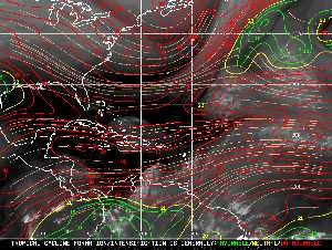 Météo tropicale : Carte des vents de cisaillement.