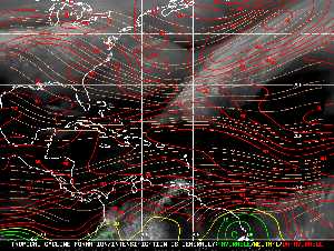 Météo tropicale : Carte des vents de cisaillement.