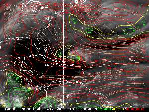 Météo tropicale : Carte des vents de cisaillement.