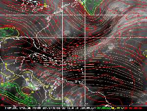 Météo tropicale : Carte des vents de cisaillement.