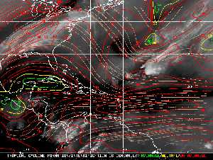 Météo tropicale : Carte des vents de cisaillement.