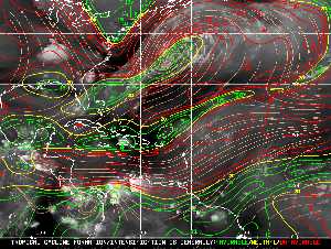 Météo tropicale : Carte des vents de cisaillement.