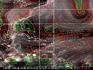 Météo tropicale : Carte des vents de cisaillement.