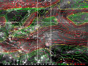 Météo tropicale : Carte des vents de cisaillement.