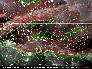 Météo tropicale : Carte des vents de cisaillement.
