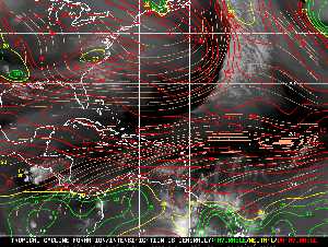 Météo tropicale : Carte des vents de cisaillement.