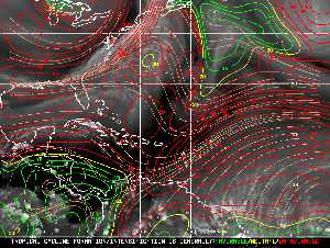 Météo tropicale : Carte des vents de cisaillement.