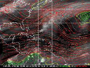 Météo tropicale : Carte des vents de cisaillement.