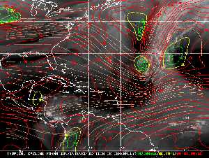 Météo tropicale : Carte des vents de cisaillement.