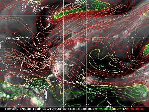 Météo tropicale : Carte des vents de cisaillement.