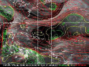 Météo tropicale : Carte des vents de cisaillement.