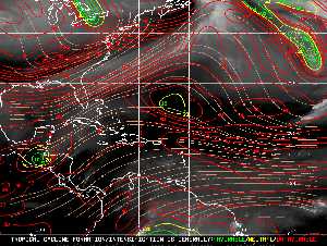 Météo tropicale : Carte des vents de cisaillement.