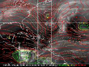 Météo tropicale : Carte des vents de cisaillement.