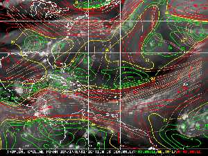 Météo tropicale : Carte des vents de cisaillement.