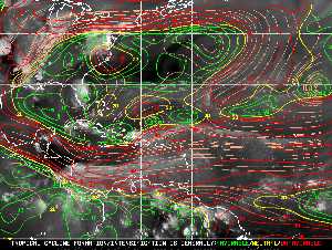 Météo tropicale : Carte des vents de cisaillement.