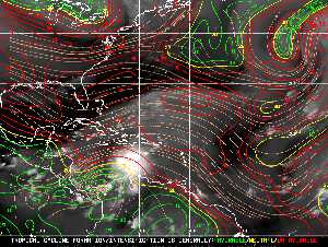 Météo tropicale : Carte des vents de cisaillement.