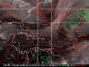 Météo tropicale : Carte des vents de cisaillement.
