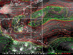 Météo tropicale : Carte des vents de cisaillement.