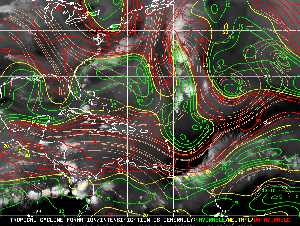 Météo tropicale : Carte des vents de cisaillement.