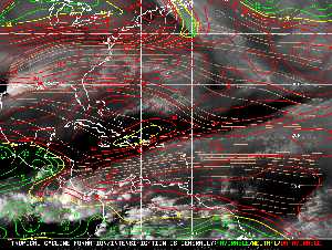Météo tropicale : Carte des vents de cisaillement.