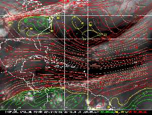 Météo tropicale : Carte des vents de cisaillement.