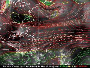 Météo tropicale : Carte des vents de cisaillement.