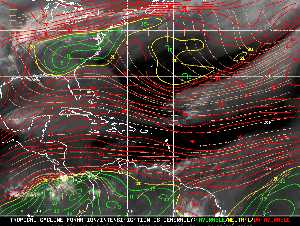 Météo tropicale : Carte des vents de cisaillement.