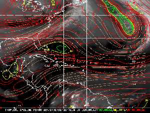 Météo tropicale : Carte des vents de cisaillement.