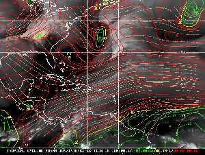 Météo tropicale : Carte des vents de cisaillement.