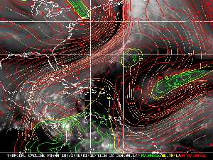 Météo tropicale : Carte des vents de cisaillement.