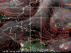 Météo tropicale : Carte des vents de cisaillement.