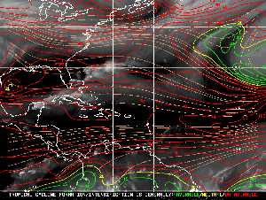 Météo tropicale : Carte des vents de cisaillement.