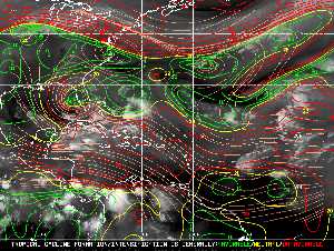 Météo tropicale : Carte des vents de cisaillement.