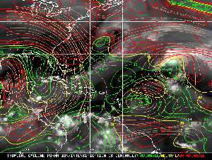 Météo tropicale : Carte des vents de cisaillement.