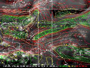 Météo tropicale : Carte des vents de cisaillement.